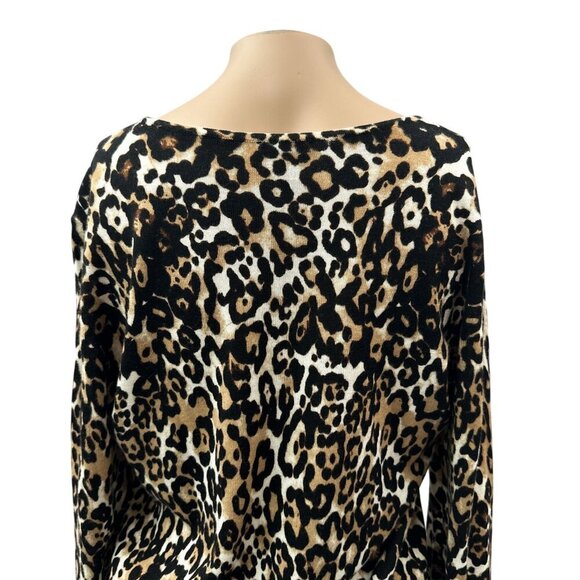 Talbots Pure Merino Wool Leopard Print Sweater Long Sleeve Pullover Womens M - Picture 10 of 11